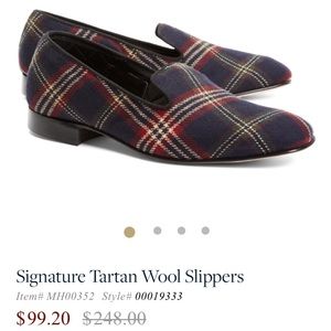 Brooks Brothers Signature Tartan Wool Slippers